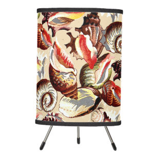 Ocean Beach Sandy Sea Shells Pattern Tripod Lamp