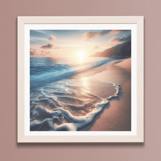 Ocean Beach Scene Coastal Sunset Wall Art