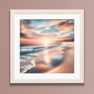 Ocean Beach Scene Coastal Sunset Wall Art