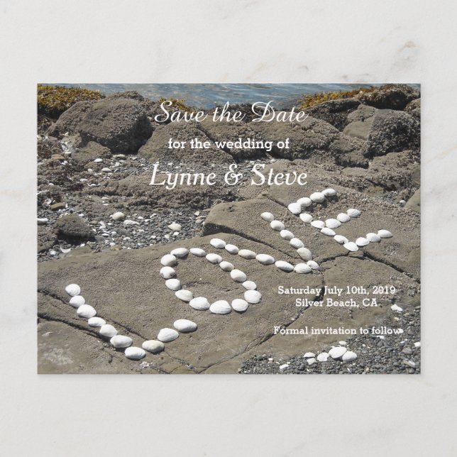 Ocean Beach Scene Save the Date Announcement Postcard (Front)
