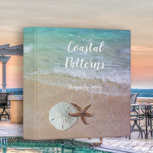 Ocean Beach Scene Sea Star Sand Dollar Custom 3 Ring Binder (Creator Uploaded)