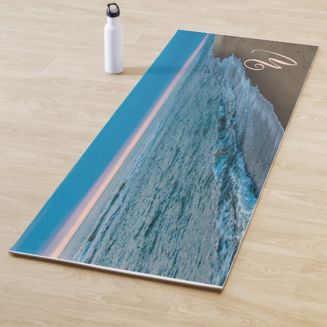 Ocean Beach Scenes Monogram Initial Yoga Mat (In Situ)