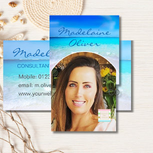 Ocean Beach Sea Logo Photo Travel Business Card