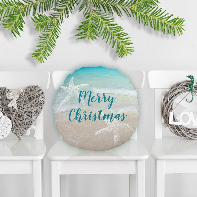 Ocean Beach Sea Stars Holiday or Everyday Round Pillow (Creator Uploaded)