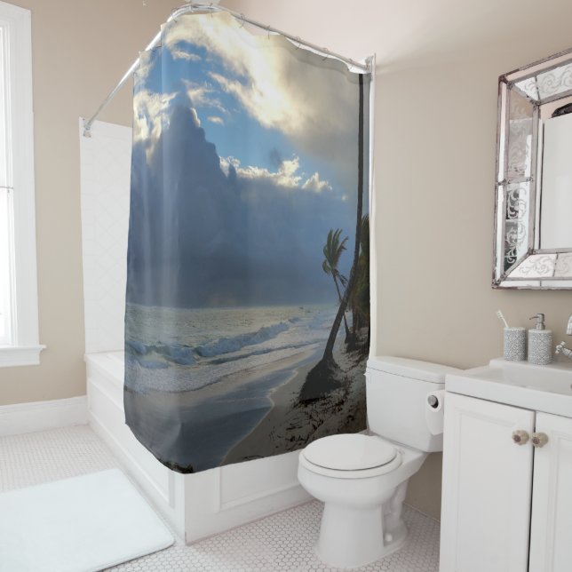 Ocean Beach Sea Sunset Photo 20 Shower Curtain (In Situ)