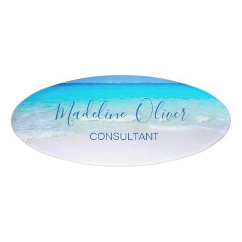 Ocean Beach Sea Travel Aqua Blue Modern Name Tag