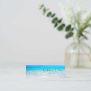 Ocean Beach Sea Travel Aqua Blue Modern Thin Mini Business Card