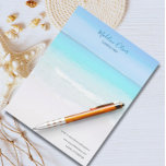 Ocean Beach Sea Travel Aqua Blue Stylish Letterhead<br><div class="desc">Iconic beach scene featuring mainly blue and aqua colors.
The name and title are easily changed to your own
A custom business letterhead with a beach image on the front.
Part of a range of office stationary from Chessie's Fine Designs.</div>