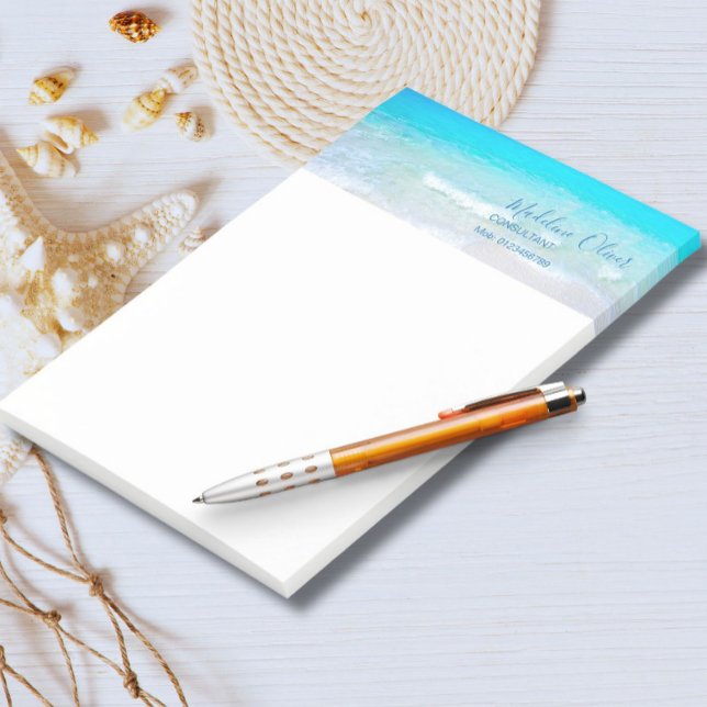 Ocean Beach Sea Travel Aqua Blue Stylish Letterhead (Creator Uploaded)