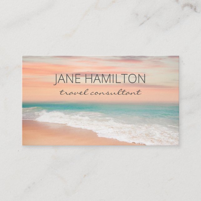 Ocean Beach Sea Travel Modern Business Card (Front)