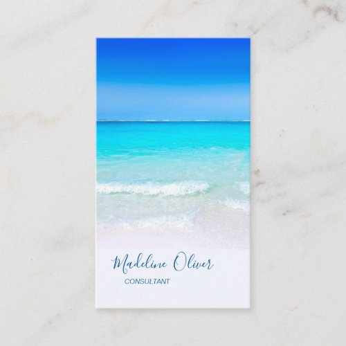 Ocean Beach Sea Travel  Spa Aqua Blue Stylish Business Card