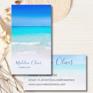 Ocean Beach Sea Travel Spa Aqua Blue Stylish Business Card