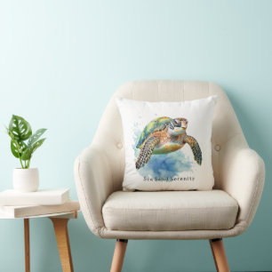 Ocean Beach Sea Turtles Throw Pillow