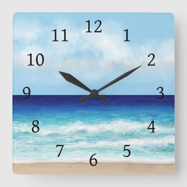 Ocean Beach Sea view 275 Square Wall Clock (Front)
