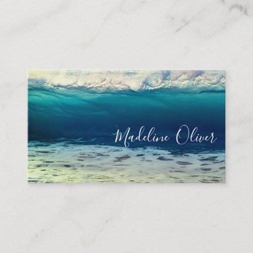Ocean Beach Sea Wave Travel Blue Modern  Business Card