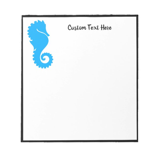 Ocean Beach Seahorse Black Blue Personalized Notepad (Front)
