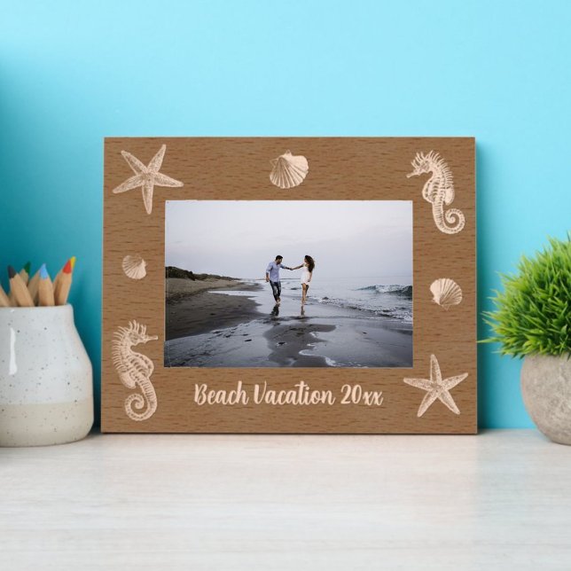 Ocean Beach Seahorse Starfish Crab & Shell Border Engraved Frames (Creator Uploaded)