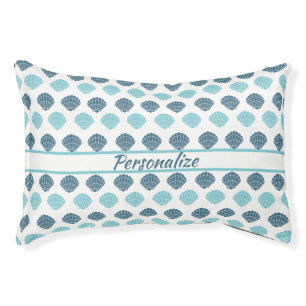 Ocean Beach Seashell Blue White Pattern Cat Dog Pet Bed