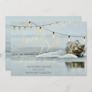 Ocean Beach Seashell String Light Save The Date