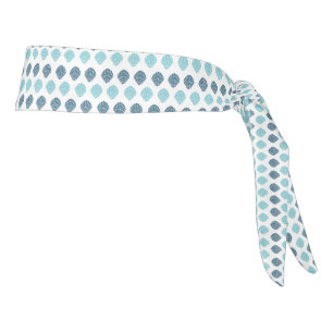 Ocean Beach Seashells Blue & White Pattern Tie Headband
