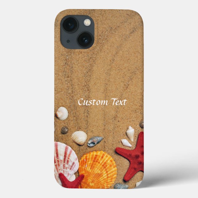 Ocean Beach Seashells Red Starfish Personalized Case-Mate iPhone Case (Back)