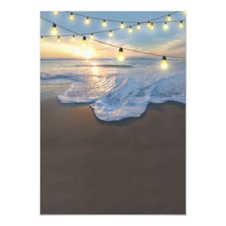 Ocean Beach Seaside String Lights Wedding Invitation
