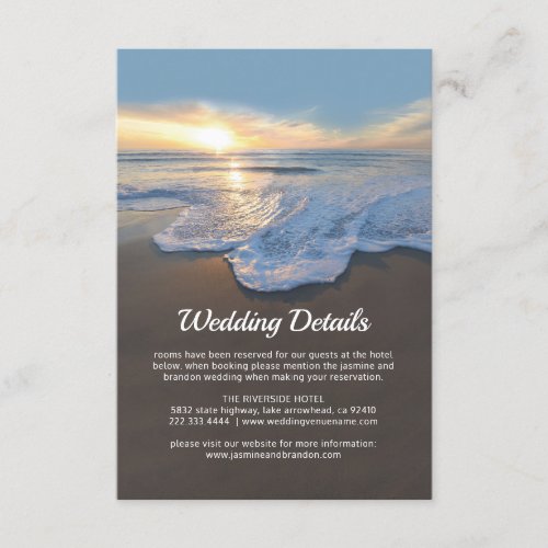 Ocean Beach Seaside Wedding Details Enclosure Card