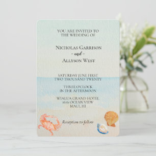 Ocean Beach Shells Wedding Invitation