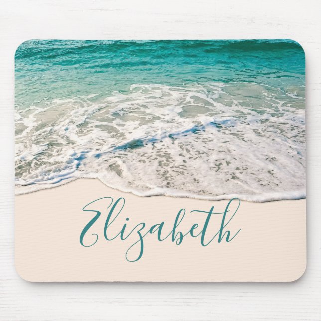 Ocean Beach Shore to Add Your Name Mouse Pad (Front)