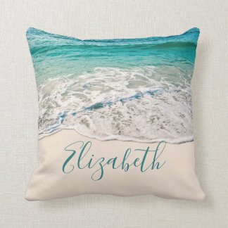 Ocean Beach Shore to Add Your Name Throw Pillow