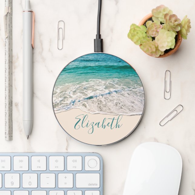 Ocean Beach Shore to Add Your Name Wireless Charger (Desk)