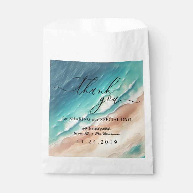 Ocean Beach Signature Summer Watercolor Thank yOU Favor Bag