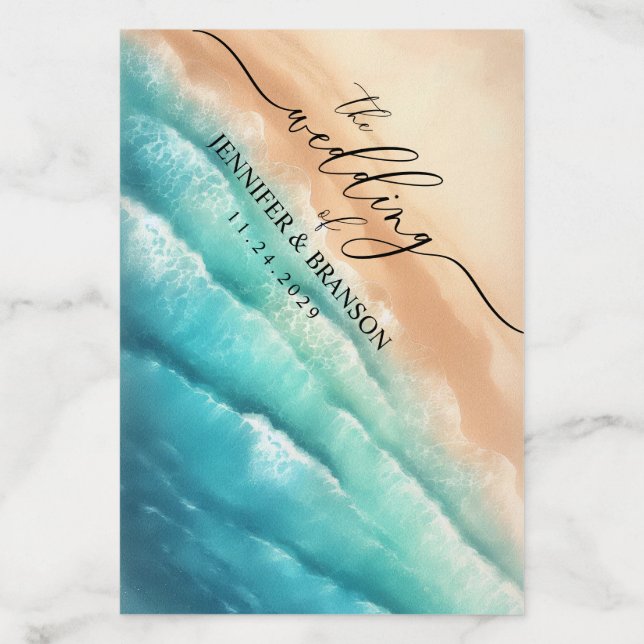 Ocean Beach Signature Summer Watercolor Wedding Envelope Liner (Design)
