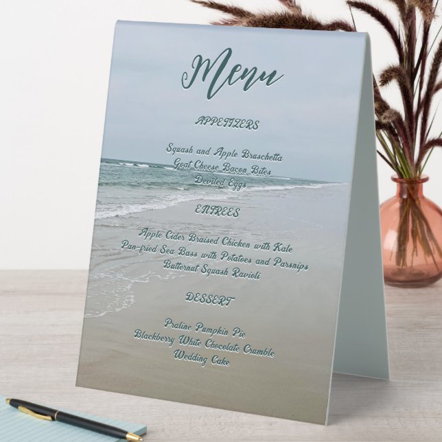 Ocean Beach Standing Menu Reception Sign (In SItu (Table))