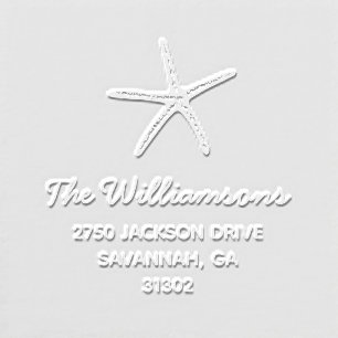 Ocean Beach Starfish, Custom Name, Return Address Embosser