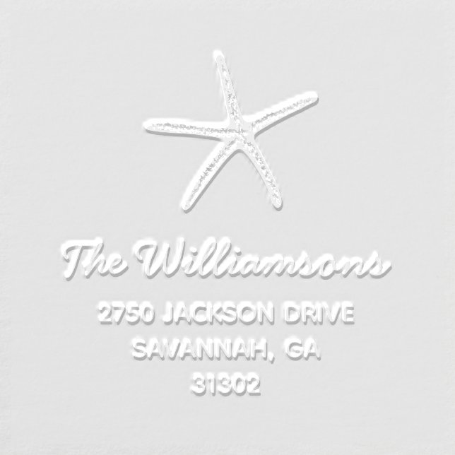Ocean Beach Starfish, Custom Name, Return Address Embosser (Design)
