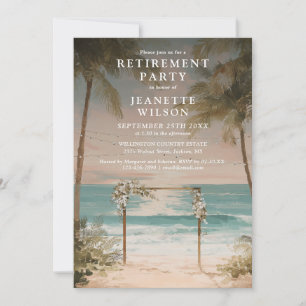 Ocean Beach String Lights Retirement Party Invitation