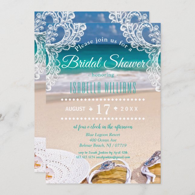Ocean Beach Summer Bridal Shower Invitation (Front/Back)