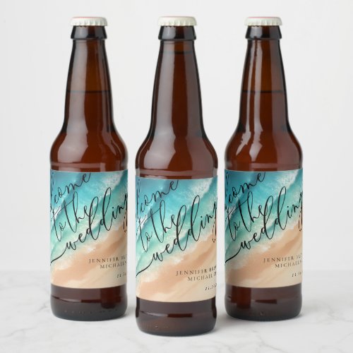 Ocean Beach Summer Party Sea Wedding Beer Bottle Label