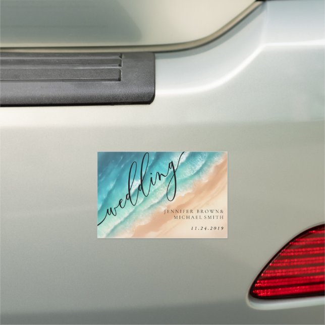 Ocean Beach Summer Party Wedding Auto Car Magnet (In Situ)