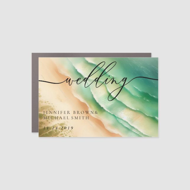 Ocean Beach Summer Party Wedding Auto Sun Car Magnet (Front)