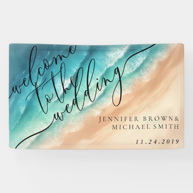 Ocean Beach Summer Party Welcome Wedding Banner