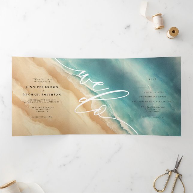 Ocean Beach Summer Special Wedding Tri-Fold Card (Inside)