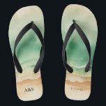 Ocean Beach SUMMER Watercolor Elegant Flip Flops<br><div class="desc">Ocean Beach SUMMER Watercolor Elegant</div>