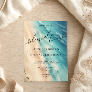 Ocean Beach Summer Watercolor Wedding Dinner Invitation