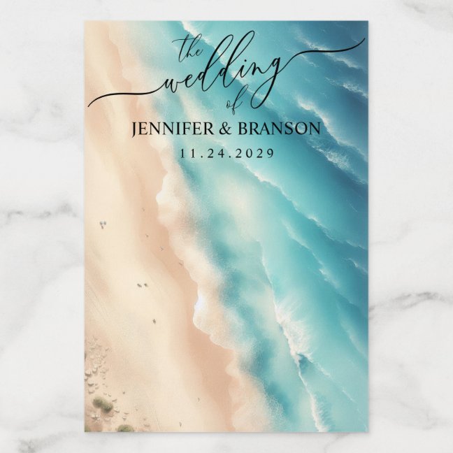 Ocean Beach Summer Watercolor Wedding Thank Envelope Liner