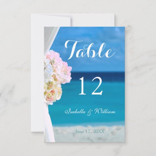 Ocean Beach Summer Wedding Table Number