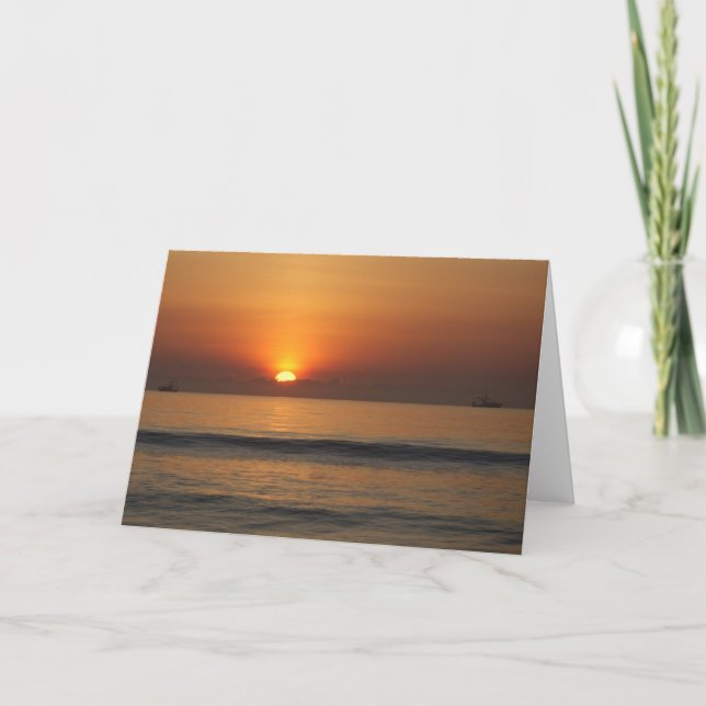 Ocean beach sunrise color photo greeting card (Front)