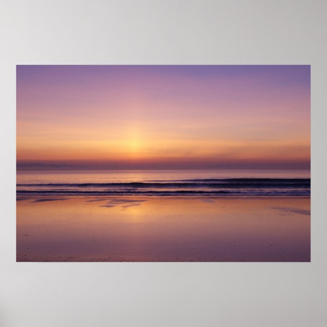Ocean beach sunrise color photo poster print (Front)