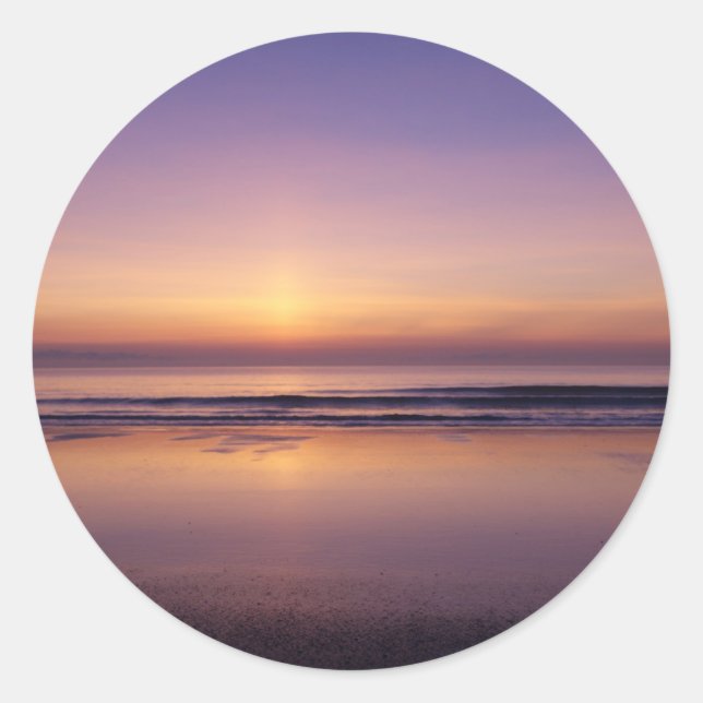 Ocean beach sunrise color photo stickers (Front)